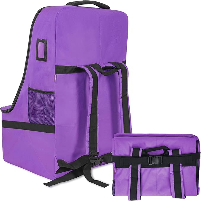 Padded Car Seat Travel Bag for Airplane, Heavy Duty Car Seat Bag for Air Travel Gate Check Carseat Carrier Bag with Shoulder Strap, Fits Most Baby & Infant Car Seats (Purple)