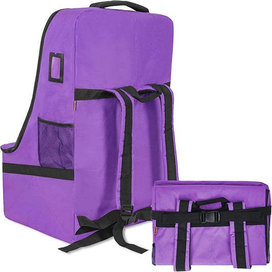 Padded Car Seat Travel Bag for Airplane, Heavy Duty Car Seat Bag for Air Travel Gate Check Carseat Carrier Bag with Shoulder Strap, Fits Most Baby & Infant Car Seats (Purple)