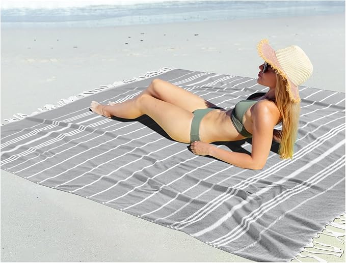 Oversized Turkish Beach Towel Blanket XXL Cotton Sandproof Towels Boho Woven Extra Large Big Sand Free Giant Throw Blankets Huge Quilt XL Picnic Camping Necessities Cloud for Adult Gifts