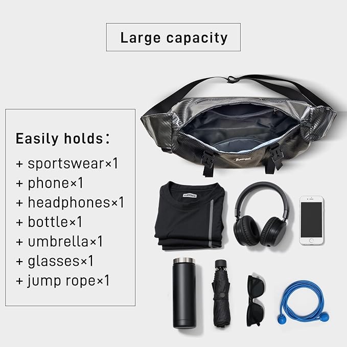 Small Sports Bag Waterproof Ultra-Light Gym Duffle for Men & Women Compact Mini Crossbody Bags, Perfect for Running, Travel & Light Gym (black-woven)