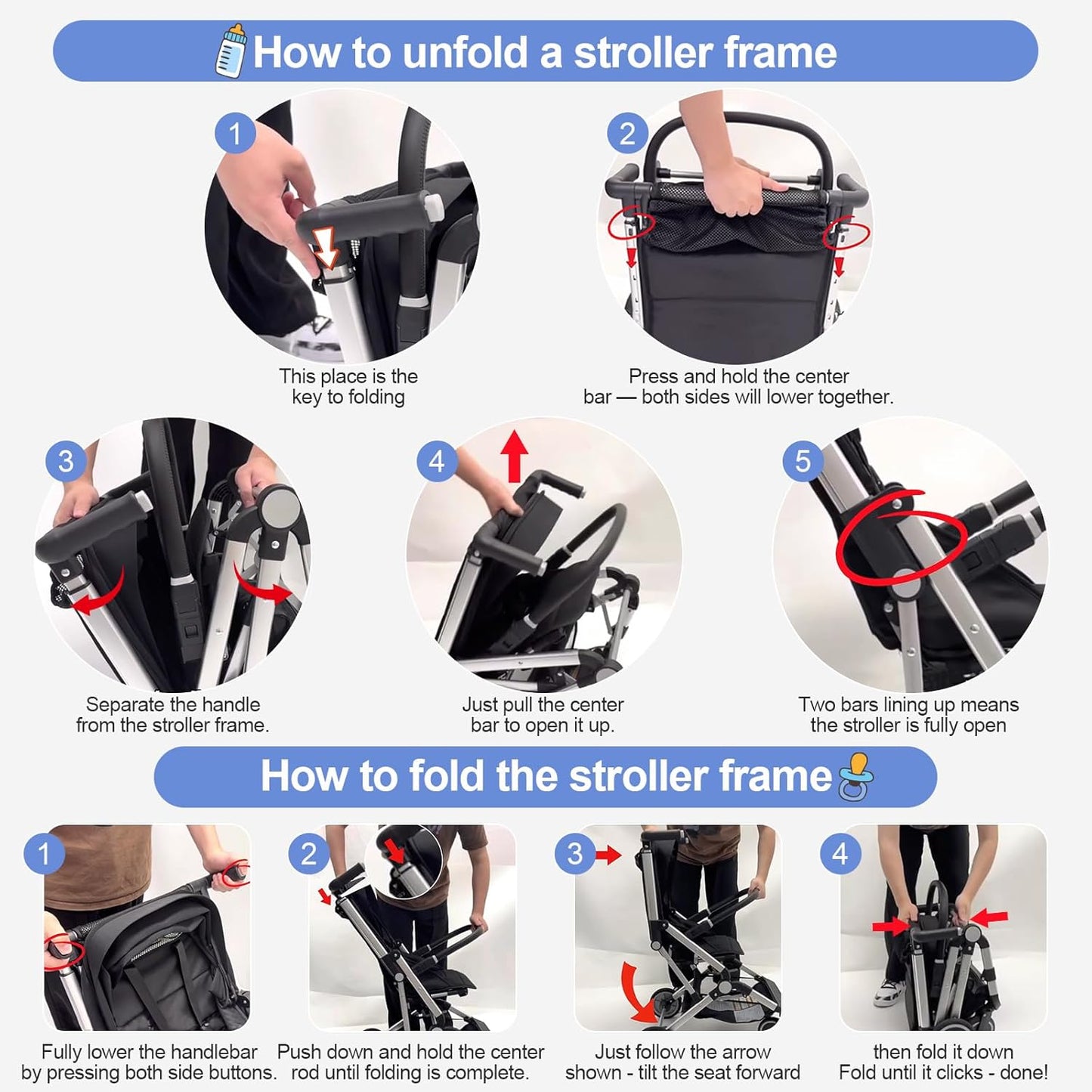 Travel Stroller for Airplane Ultra Compact Umbrella Stroller One-Handed Folding Design Overhead Friendly Lightweight Aluminum Alloy Frame