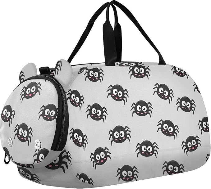 Cute Spider Animal Print Kids Sports Duffle Bag for Boys Girls Toddler Weekender Overnight Bag with Shoe Compartment & Wet Pocket Travel Foldable Bag for Dance Travel Gym Sport