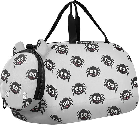 Cute Spider Animal Print Kids Sports Duffle Bag for Boys Girls Toddler Weekender Overnight Bag with Shoe Compartment & Wet Pocket Travel Foldable Bag for Dance Travel Gym Sport