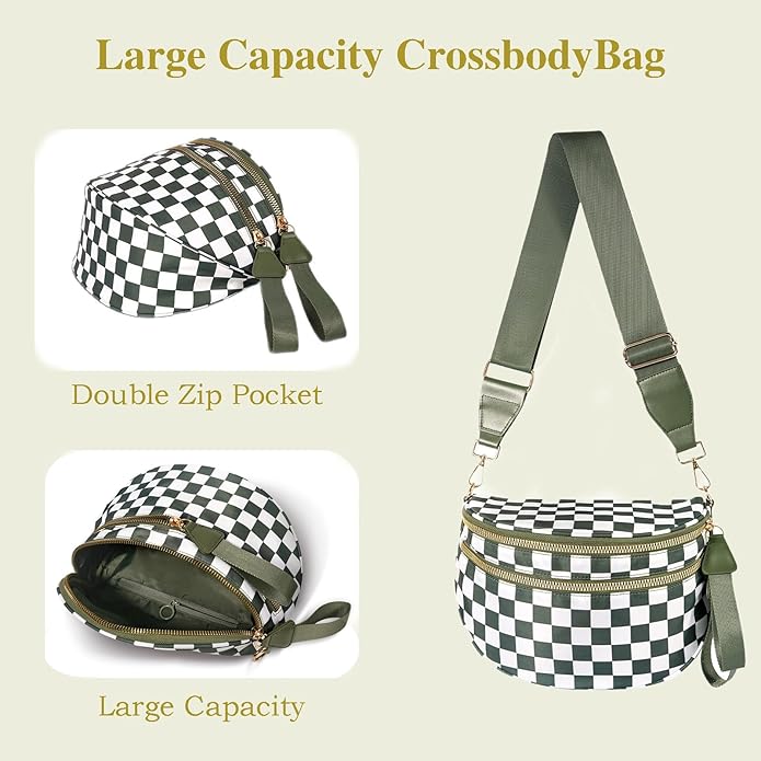 Crossbody Bags For Women,Waterproof Oxford Bum Bag with Adjustable Strap,Large Capacity Travel Purse