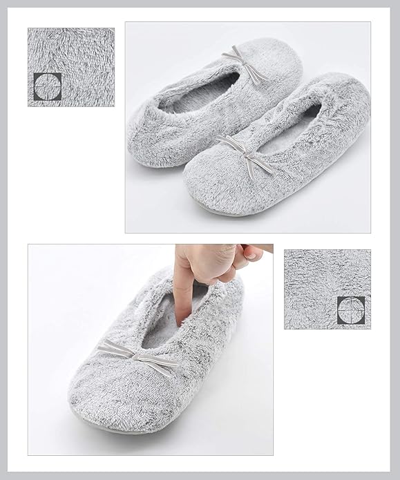 DICUIRD Women's Ballerina Slippers Lightweight House Slippers with Stretchable Heel Design