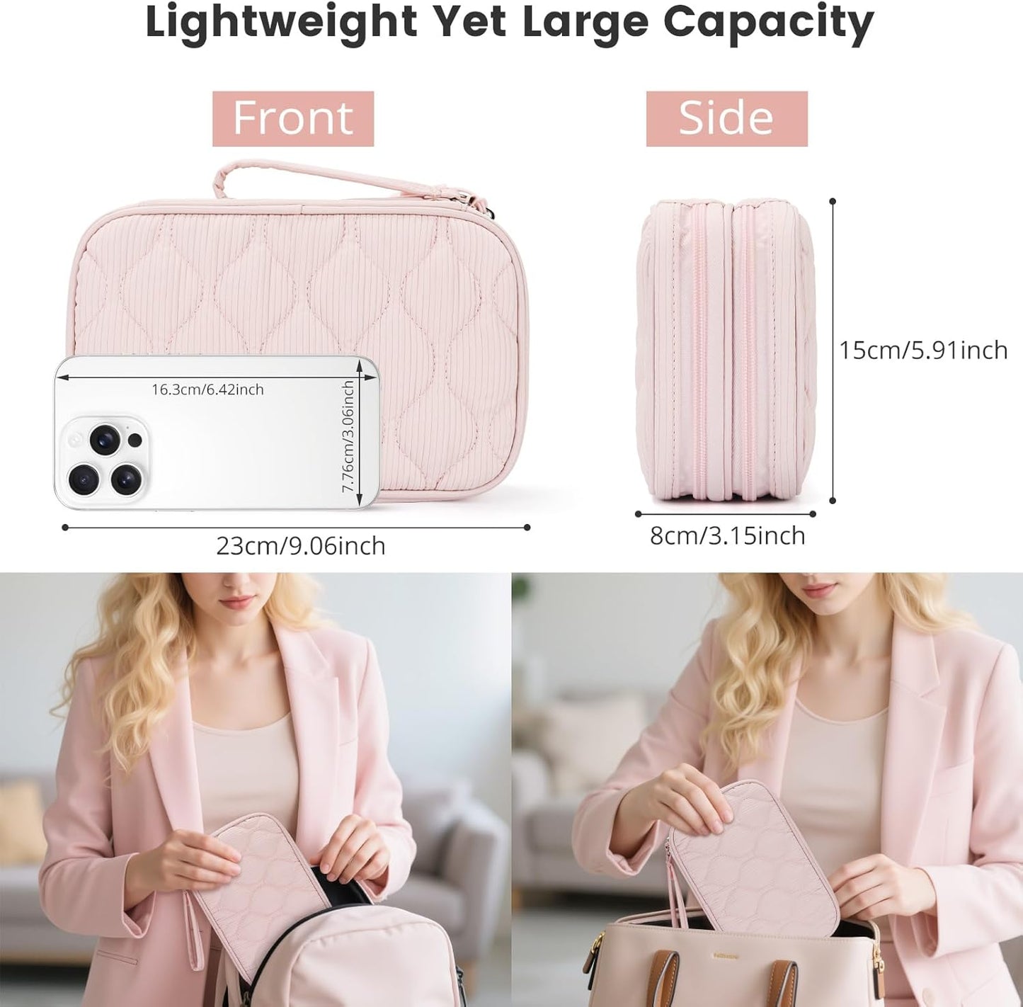 Skycase Tech Pouch - Lightweight Electronics Organizer Travel Case, Double Layers Travel Cable Organizer, All-in-One Storage Bag for Charger, Cord, Phone, Flash Drive, Accessories