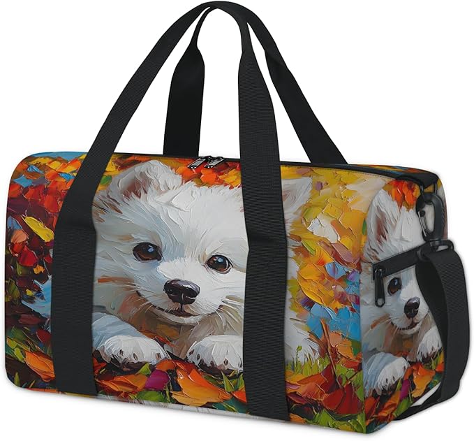 Cute Dog Design Travel Duffle Bag for Women Men, Overnight Weekender Bag, Carry on Tote for Sport Gym