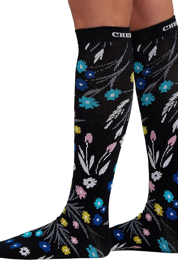Cherokee Women's 10-15mmHg Compression Socks – Fun Print Knee Highs with Light Support, Soft Feel - PRINTSUPPORT