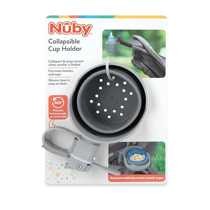 Nuby Collapsible Cup Holder - Travel/Stroller Accessory Gray