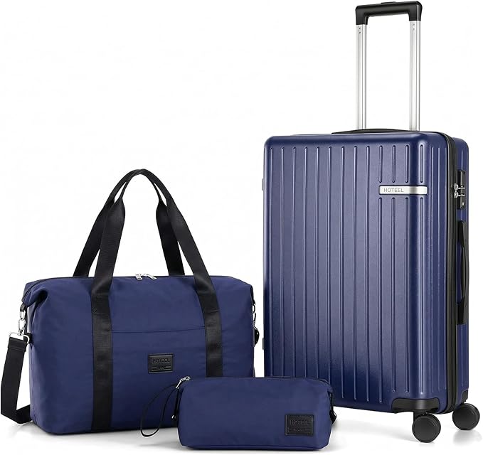 Hoteel Luggage Sets 3 Piece Carry on Luggage with Spinner TSA Lock for Unisex (4-YEAR WARRANTY), ABS+PC Hard Shell Rolling Carry-on Suit Case for Plane, Travel, Business, Royal Blue (20in/DB/TB)