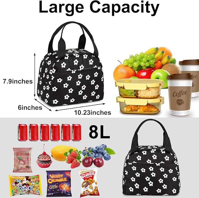 LEDAOU Lunch Box for Women Insulated Lunch Bag Cute Lunchbox Cooler Thermal Reusable Lunch Tote for Work School Picnic Travel