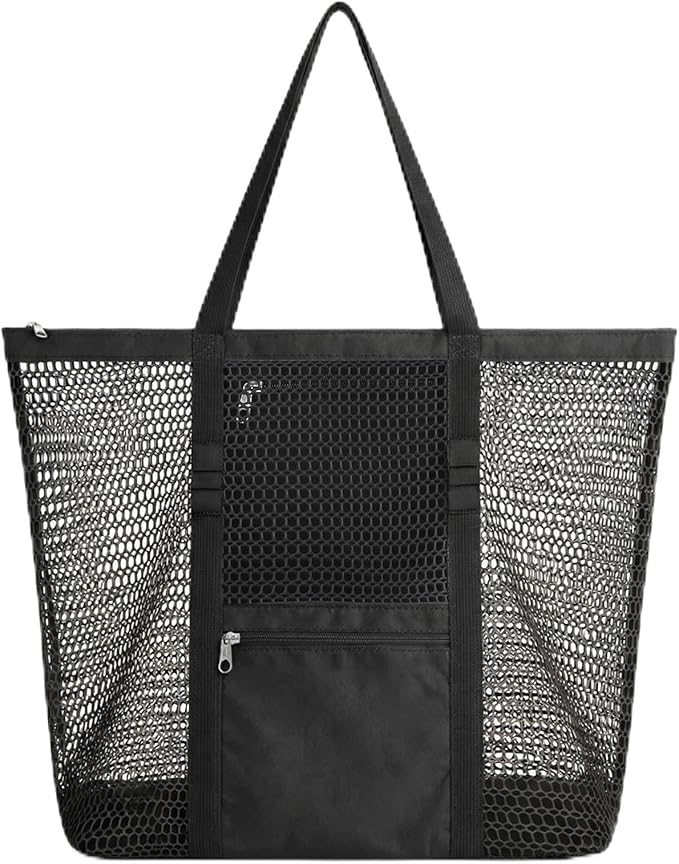 Women's Mesh Beach Bag, Stylish Beach Tote for Swimming, Travel & Vacation Essentials, Lightweight Design for Poolside