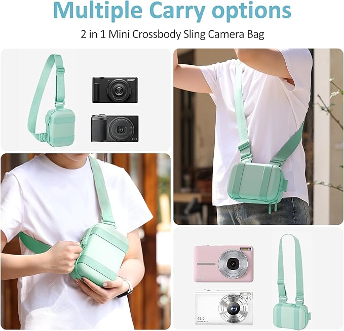 Digital Camera Case, Protective & Lightweight Camera Case with 3 Carrying Ways, Waterproof & Shockproof Small Camera Bag - Green