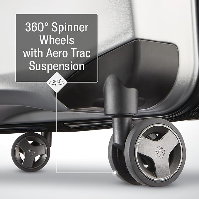 Samsonite Octiv Lightweight Hardshell 28-Inch Large Checked Luggage - Durable & Impact Resistant, 360° Aero Trac Spinner Wheels, Adjustable Telescopic Handle, Expandable, TSA Approved Lock - Silver