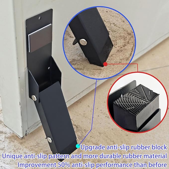 Door Stoppers Adhesive, Kick Down Door Stop Holder Keep Door Open, Door Stops for Bottom of Door, One Touch Rubber Doorstop, Self-Adhesive or Screw Easy Install, Upgraded Anti-Slip Rubber