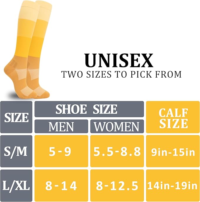 fenglaoda 3 Pairs Compression Socks for Women & Men Knee High Nurse Pregnant Cute Medical Running Travel Athletic