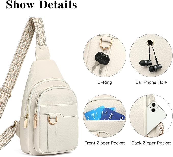 GAEKEAO Sling Bag for Women Crossbody Bags Fanny Pack Vegan Leather Chest Bag Travel Shoulder Belt Purse Backpack Gifts
