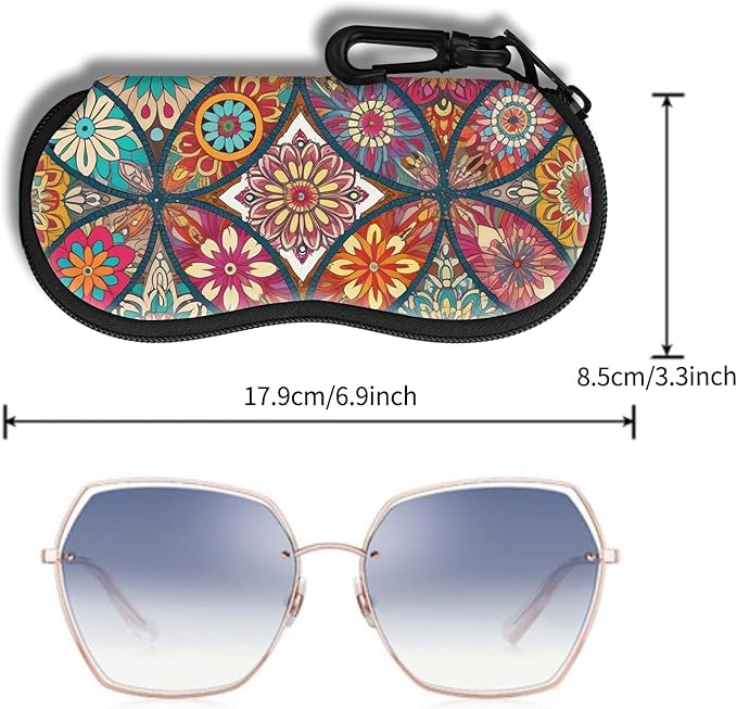 Hion Sunglasses Soft Case Ultra Light Neoprene Zipper Eyeglass Case With Belt Clip