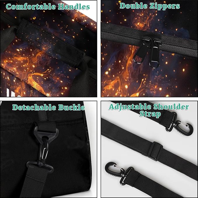 Custom Flame Basketball Gym Duffel for Kids Boys,Personalized Duffel Bag Overnight Bags for Travel Weekender Practice