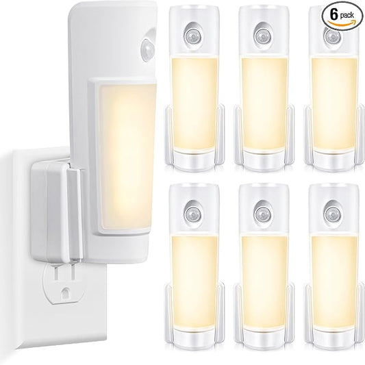 Enhon 6 Pack 4 in 1 Emergency Lights for Home Power Failure, Rechargeable LED Flashlight Plug in Wall, Automatic Turn On Power Outage Night Light with Motion Sensor for Hurricane Preparedness Items