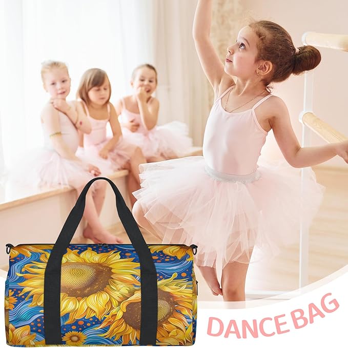 Abstract Floral Sunflower Travel Duffle Bag for Women Men, Overnight Weekender Bag, Carry on Tote for Sport Gym