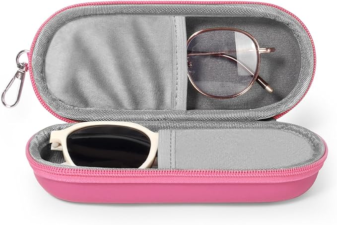 Double Eyeglasses Case, Dual Glasses Sunglasses Organizer with Zipper Closure, Eyewear Storage Box for Men Women Travel