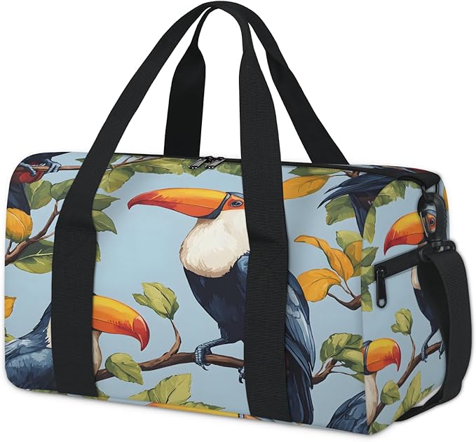 Cute Toucan Travel Duffle Bag for Women Men, Overnight Weekender Bag, Carry on Tote for Sport Gym