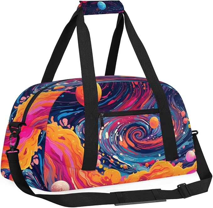 Art Planet Gym Travel Duffle Bag for Women & Men with Front Zipper Pocket for Sports, Overnight, Weekender, Carry On,Workout & Dance Bag,18.9 * 8.7 * 10.6 in