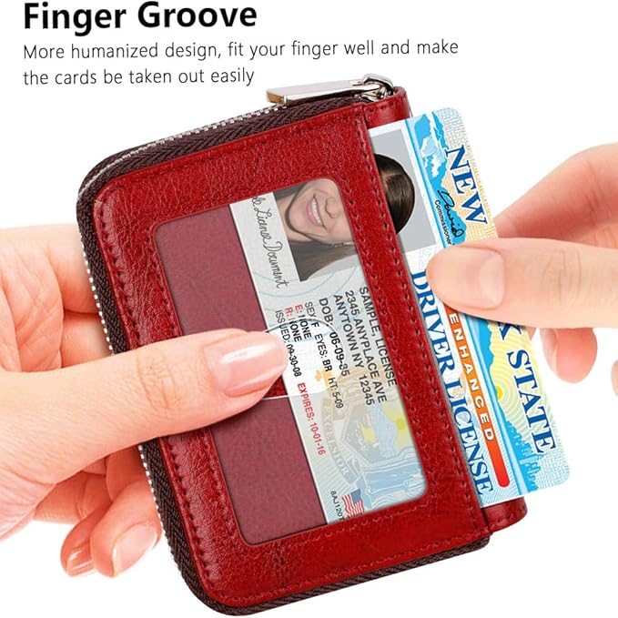 FurArt Zipper Wallet Women, RFID Blocking Credit Card Wallet, Business Card Holder, Compact Size KeyChain Wallet