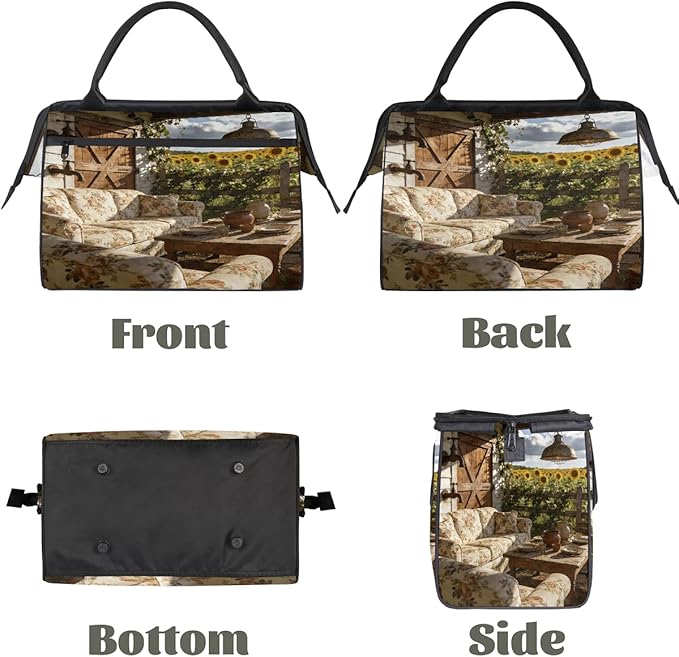 Travel Gym Carrying Bag - Farmhouse Floral Sofa Overnight Weekender Bag for Women Men Girls - Shoulder Large Capacity Tote Bag for Travel, Yoga, School,Mommy Hospital Bag for Labor and Delivery