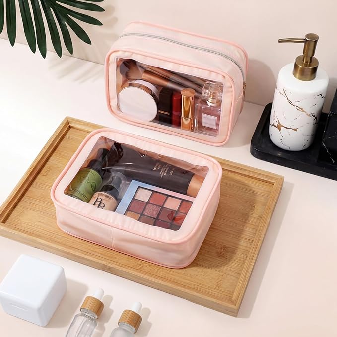 Hsei 6 Pcs Clear Makeup Bags with Color Edged TSA Approved Travel Toiletry Bags with Zipper Clear Cosmetic Bag Diaper Bag for Car Storage Organizer Wedding Essentials for Women Gift(Skin Tone)