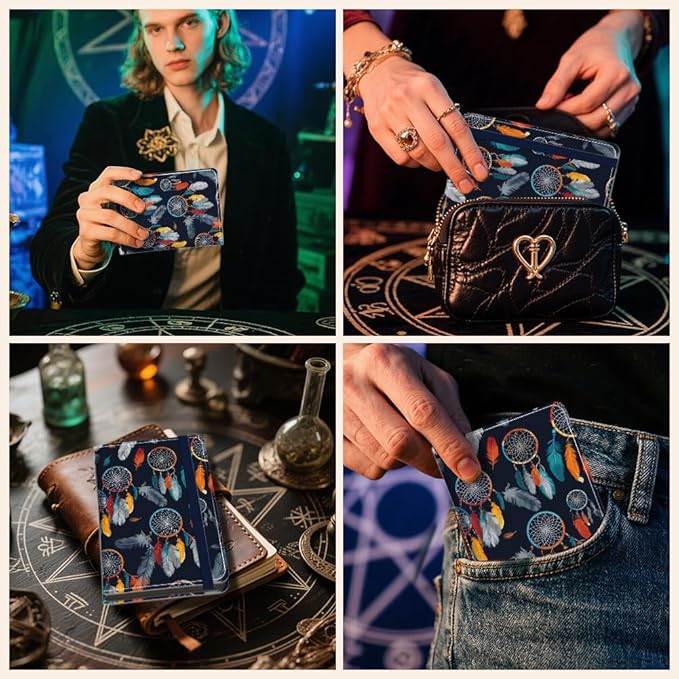 PU Leather Passport Holder Cover 5.9×4.3 Inch with Credit Card Slot and Boarding Pass Slot Combo Blocking Passport Holder Wallet Cover Case for Travel Boarding Essentials (Dreamcatcher)