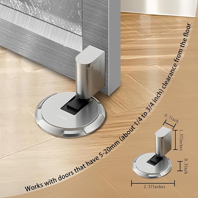 UBVIF No Magnetic Door Stopper, Adjustable, Mechanical Doorstop, Windproof Door Stop for Indoor, No Nails/Screws Needed,Heavy Duty Door Holder,Keep Door Open (1, Matte Brushed Nickel)