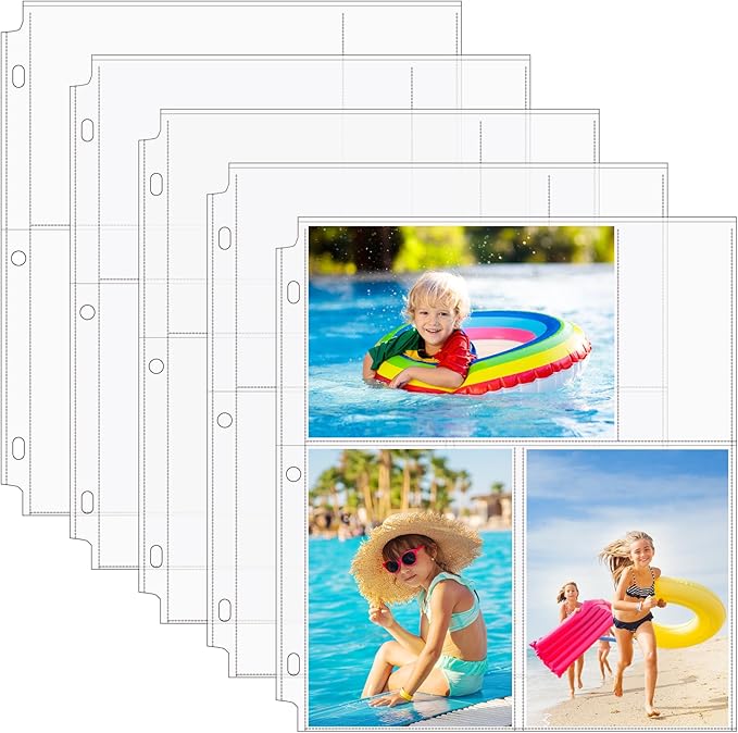 MaxGear 60 Pack 4x6 Photo Sleeves for 3 Ring Binder (360 Pictures), Heavy-Duty Archival Page Protectors, 3-Pocket Clear Photo Album Refill Pages, Plastic Seed Binder Pages 8.5x11, Postcard Sleeves