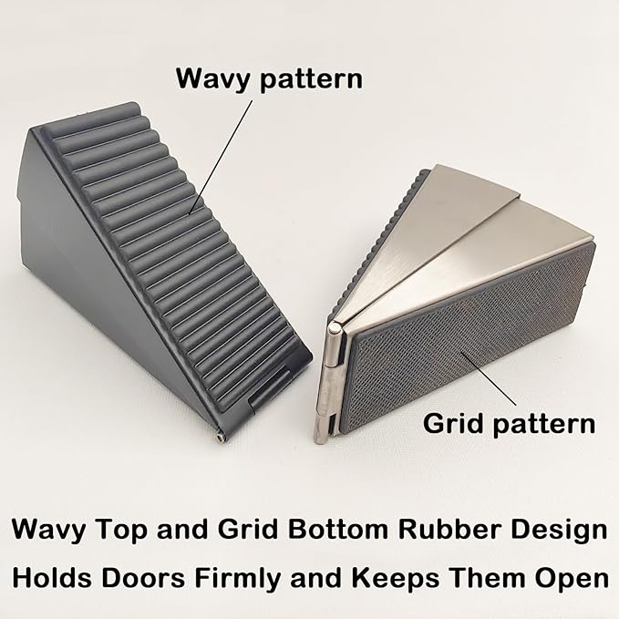 Heavy Duty Adjustable Spring Door Stopper for Bottom of Door,Fits Doors Up to 3 Inches, Stainless Steel Door Stop with Non-Slip Rubber, Perfect for Heavy Door Holder(1, Silver)