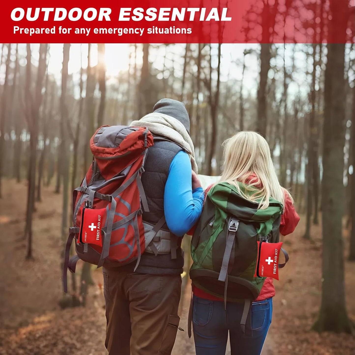 Mini First Aid Kit,132 Piece Small Waterproof Emergency Medical Kit for Travel, Car, Home, Office, Camping, Hiking - Compact Outdoor Survival Kit Includes Emergency Foil Blanket, Scissors