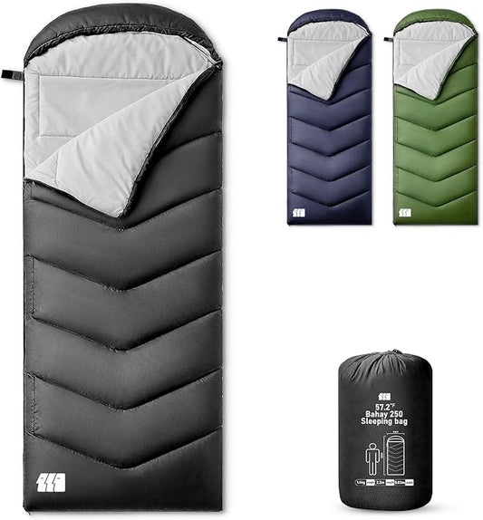 Sleeping Bag for Adults Warm Weather, Compact Lightweight Backpacking Sleeping Bag with Compression Sack, Camping Essentials Gear for Hiking Travel Climbing Outdoor & Indoor Use