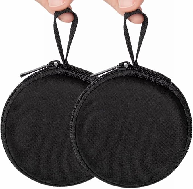 Ginsco Mini-Portable Hard Shell Earbuds Case for Apple EarPods Headphones USB-C Wired Ear Buds/Samsung Galaxy Wired Earbuds, Travel Case for Earphones Earplugs (2, Black)