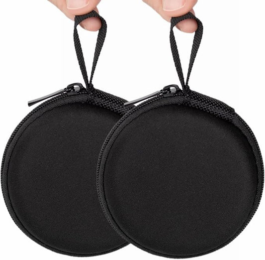 Ginsco Mini-Portable Hard Shell Earbuds Case for Apple EarPods Headphones USB-C Wired Ear Buds/Samsung Galaxy Wired Earbuds, Travel Case for Earphones Earplugs (2, Black)
