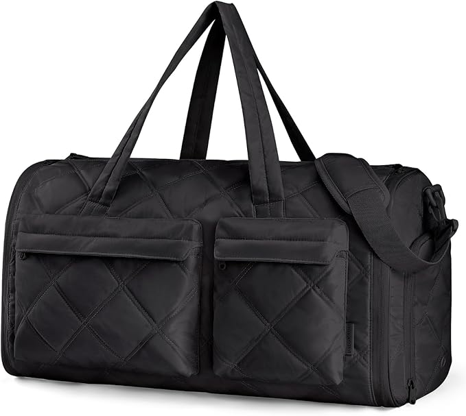 BAGSMART Garment Duffel Bag, Convertible 2-in-1 Puffy Water-Resistant Carry-On with Shoe Compartment (A-Black)