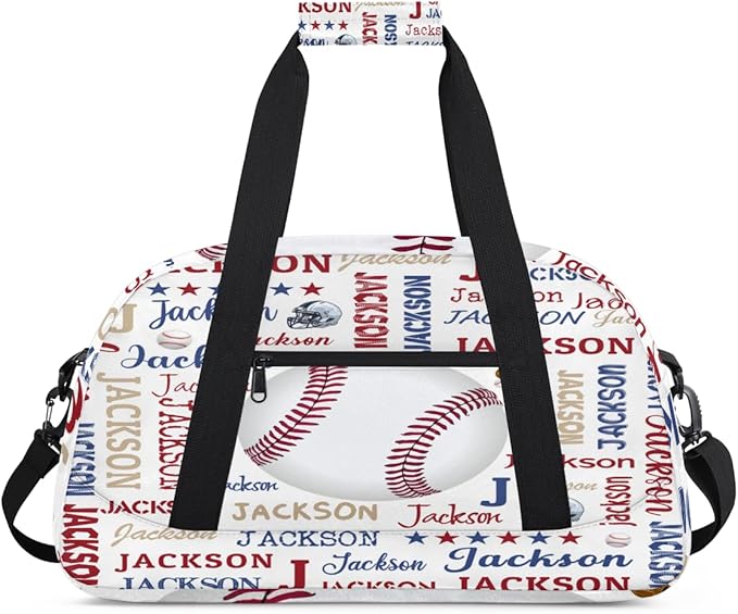 Custom Name Sports Bag for Kids Boys, Personalized Gym Duffel Fitness Travel Weekender Tote Carry-On Training Perform Bag,Sports Theme