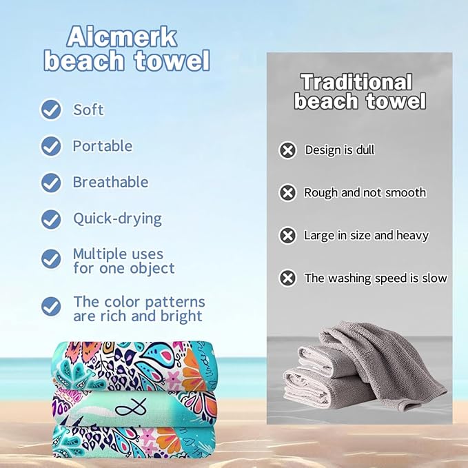 Starfish Beach Towel - 35x70 Inch Fast Dry Microfiber Towel, Lightweight & Versatile for Beach, Pool, Yoga, Travel, Ideal as Beach Blanket & Vacation Essential