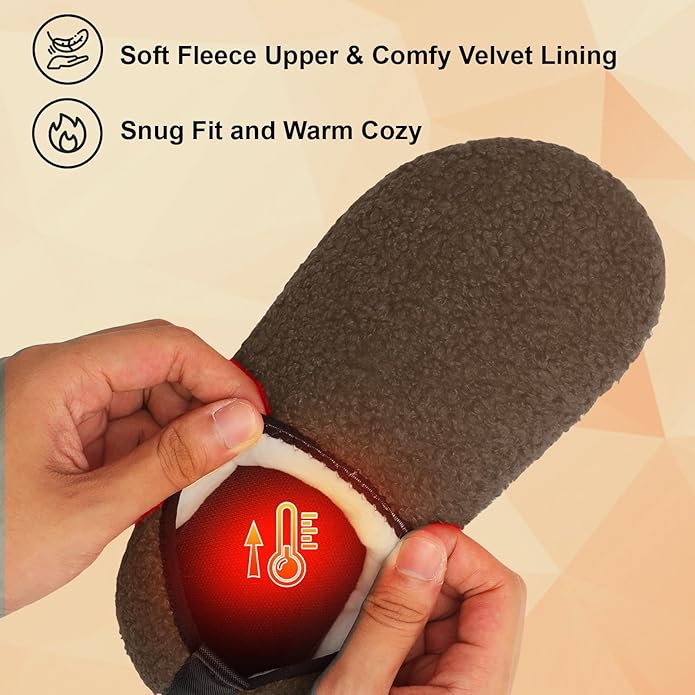 QFH Womens & Mens Cozy House Slippers - Portable Travel Shoes with Flexible Rubber Sole & Soft Velvet Lining