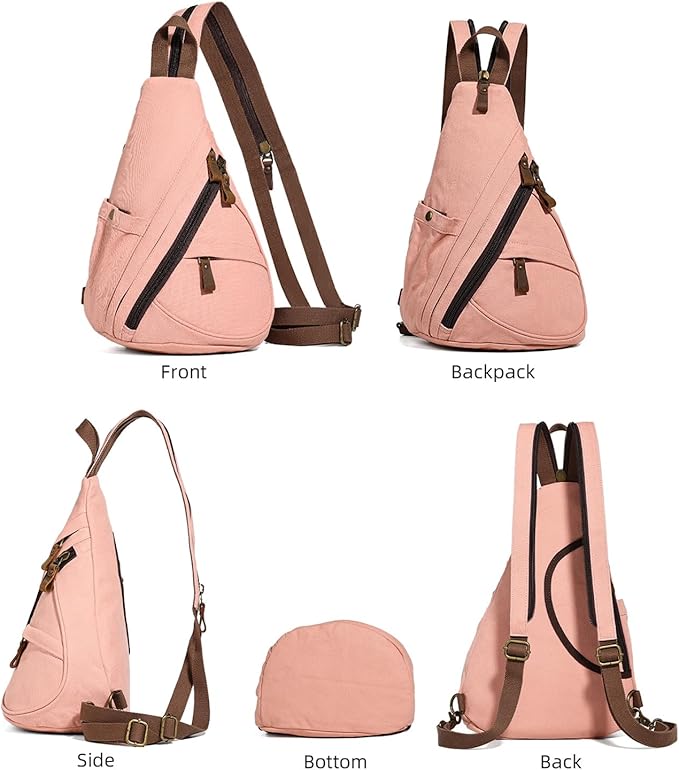 KL928 Canvas Sling Bag - Small Crossbody Backpack Shoulder Casual Daypack Rucksack for Men Women(Large Version,YellowishOrange)