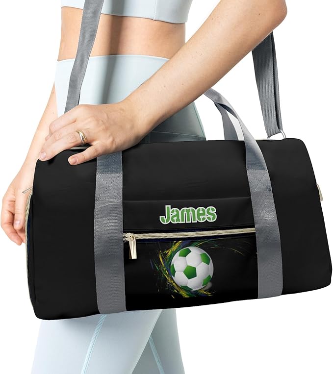 Personalized Tactical Gym Bag For Men，Custom Travel Duffel Bag with Name，Sports Workout Travel Bag with Shoes Compartment-Soccer 2