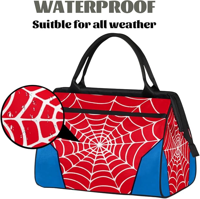 Sports Duffel Bags for Kids - Carry On Travel Gym Bag Waterproof Workout Shoulder Tote for Boys Girls Weekender Overnight Duffel for Swim Dance Camp(White Spider Web)
