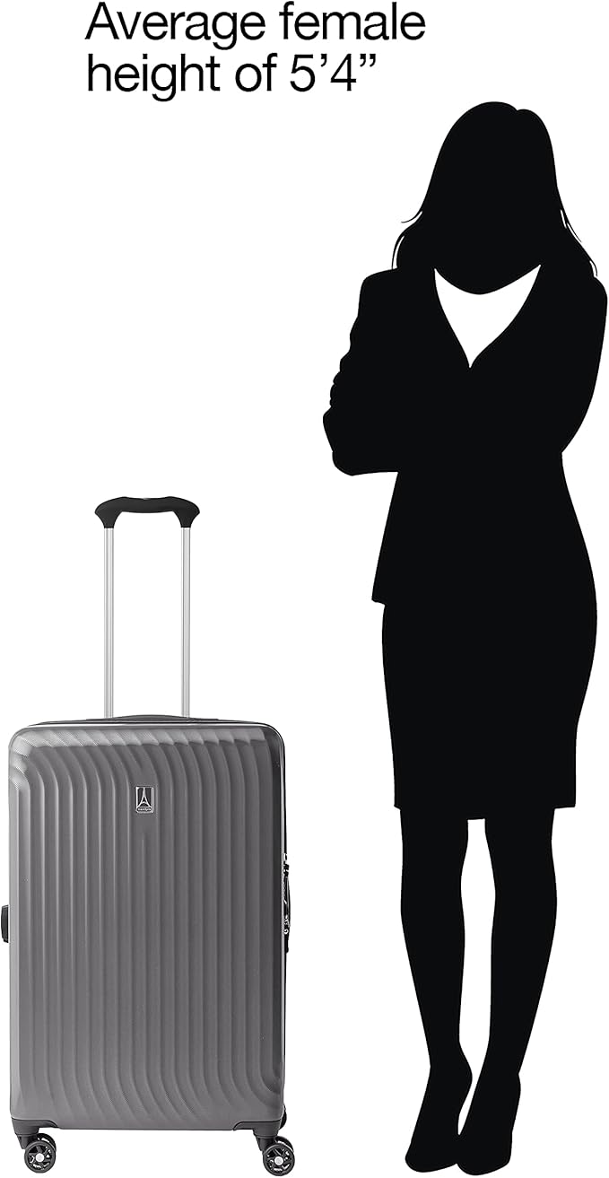 Travelpro Maxlite Air Hardside Expandable Checked Luggage, 8 Spinner Wheels, Lightweight Hard Shell Polycarbonate Suitcase, Shadow Grey, Checked Medium 25-Inch