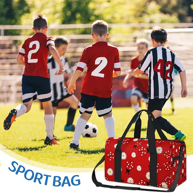Ladybugs Red Overnight Travel Bag Unisex Carry-On Size Tote Bag Suitable for Travel Duffle Gym Sports