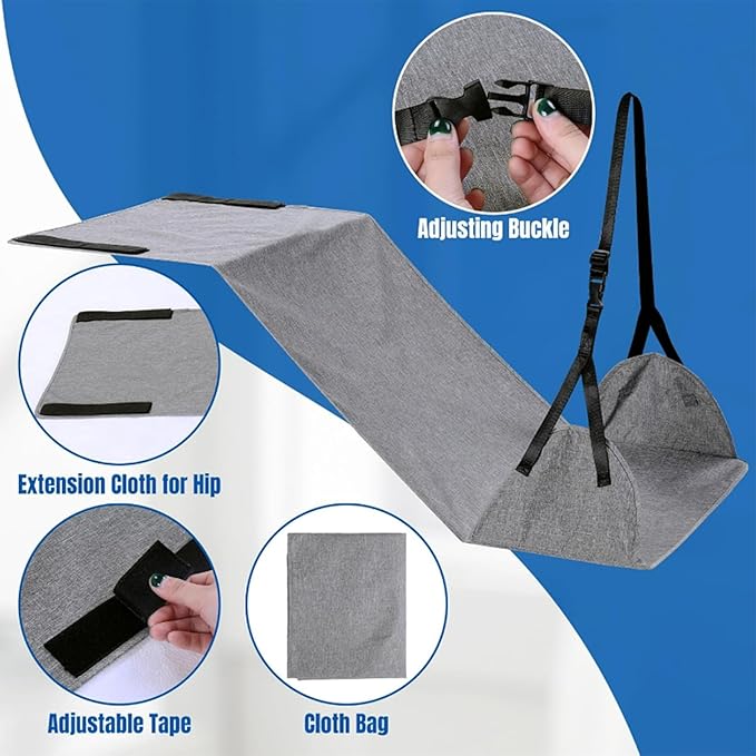 Airplane Foot Hammock Portable Height Adjustable Foot Hammock for Plane Travel Relieves Legs Pressure Feet Rest for Office, Desk, Bus, Train, Long Trip for Plane Travel