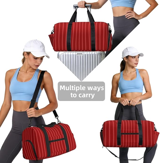 Crimson Women'S Gym Duffle Bag With Shoes Compartment, Ideal For Travel, Gym, Sports, Duffel, Weekender